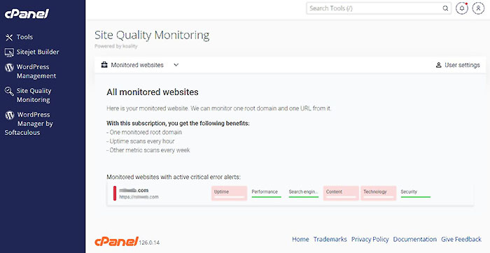 Site Quality Monitoring in cPanel