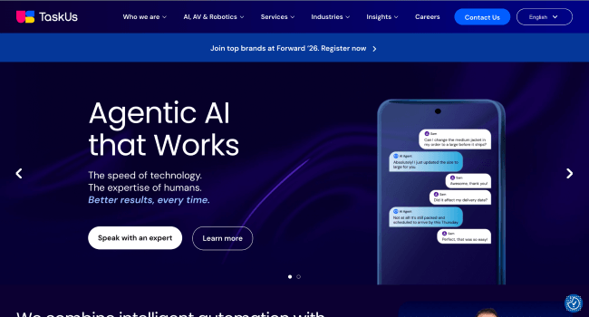 TaskUs customer experience and AI outsourcing services