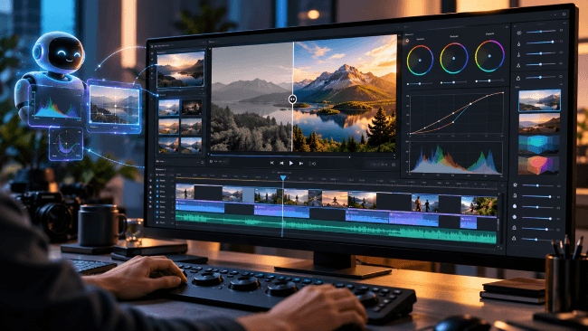 AI-assisted video color grading and correction workflow