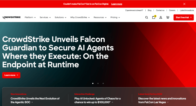CrowdStrike security platform webpage