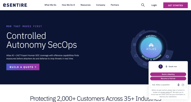 eSentire Atlas security operations webpage