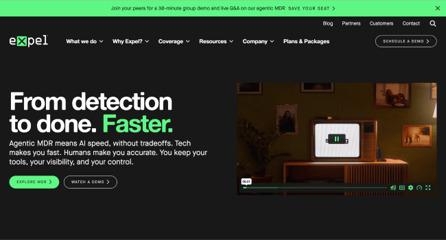 Expel managed detection and response webpage