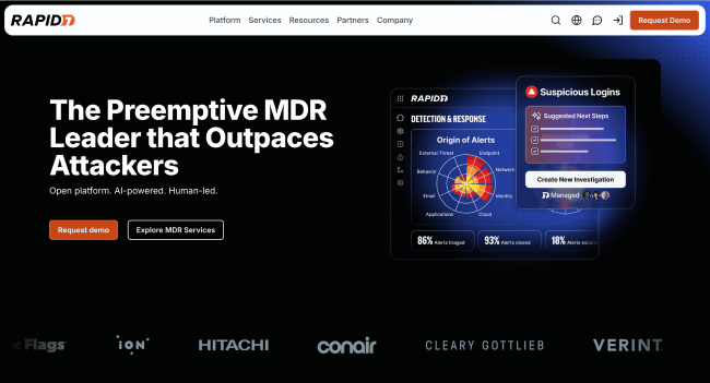Rapid7 managed detection and response webpage